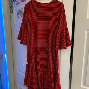 Red and Navy Striped Dress